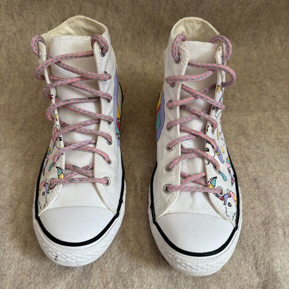 Converse All Star Chuck Taylor white rainbow unicorn high tops kids 6 colorful - Picture 2 of 7
